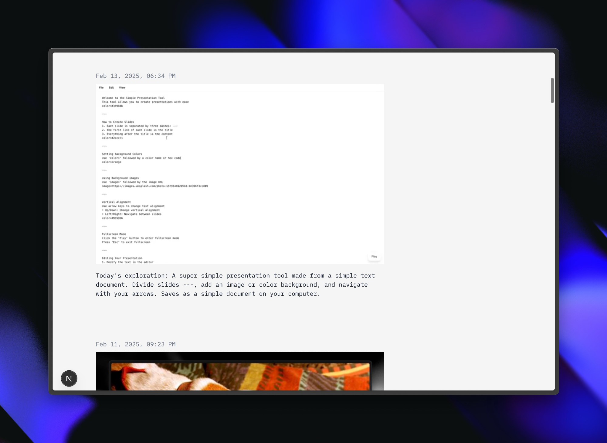 Screenshot showing a personal website build on a Bluesky feed.